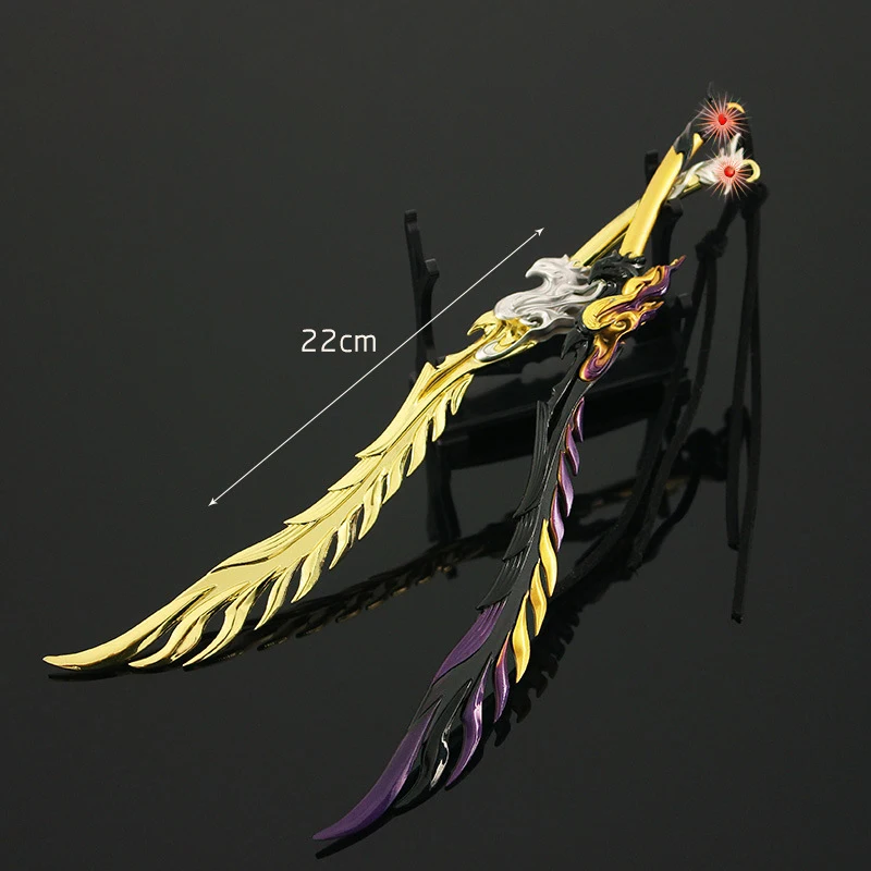 

Naraka: Bladepoint Weapon Dual Blades Phoenix Plume Samurai Sword Alloy Material Model Gaming Periphery Exquisite Gift for Boy