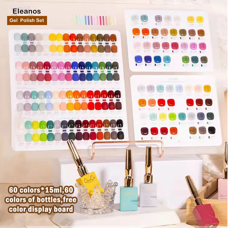

Eleanos 60 Colors Gel Polish Set Collections Professional Nail Salon Semi Permanent UV LED Gel Soak Off Varnishes Nail Gel 15ML