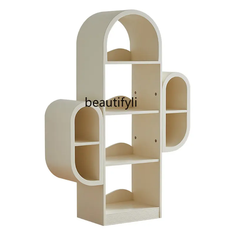

yj Nordic Cream Style Arch Bookshelf White Storage Bookcase Living Room Curio Cabinet Bedroom Storage Shelves