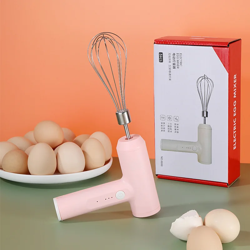 

Electric USB Cream Mixer Rechargeable Kitchen Mini Stainless Steel Whisk Baking Tool Foam Egg Beater Drink Mixer Mini Blender