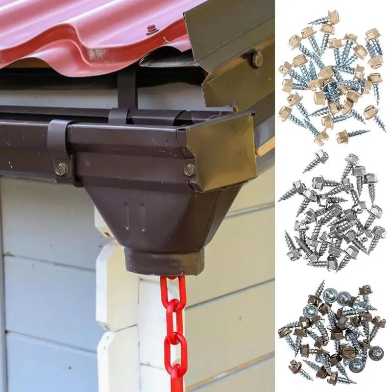 

Downspout Screws Rustproof Tough Gutter 100pcs Nails Hexagon Socket Flat Head Countersunk Bolt For Wood Aluminum Furniture too