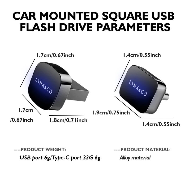 Портативная приборная панель автомобиля, квадратный USB-накопитель 32 ГБ64 ГБ для LYNK & CO 01 02 Hatchback 03 Phev 05 Phev 06 Phev 09 (art.: 3920d45bfbcdb) - 3920d45bfbcdb