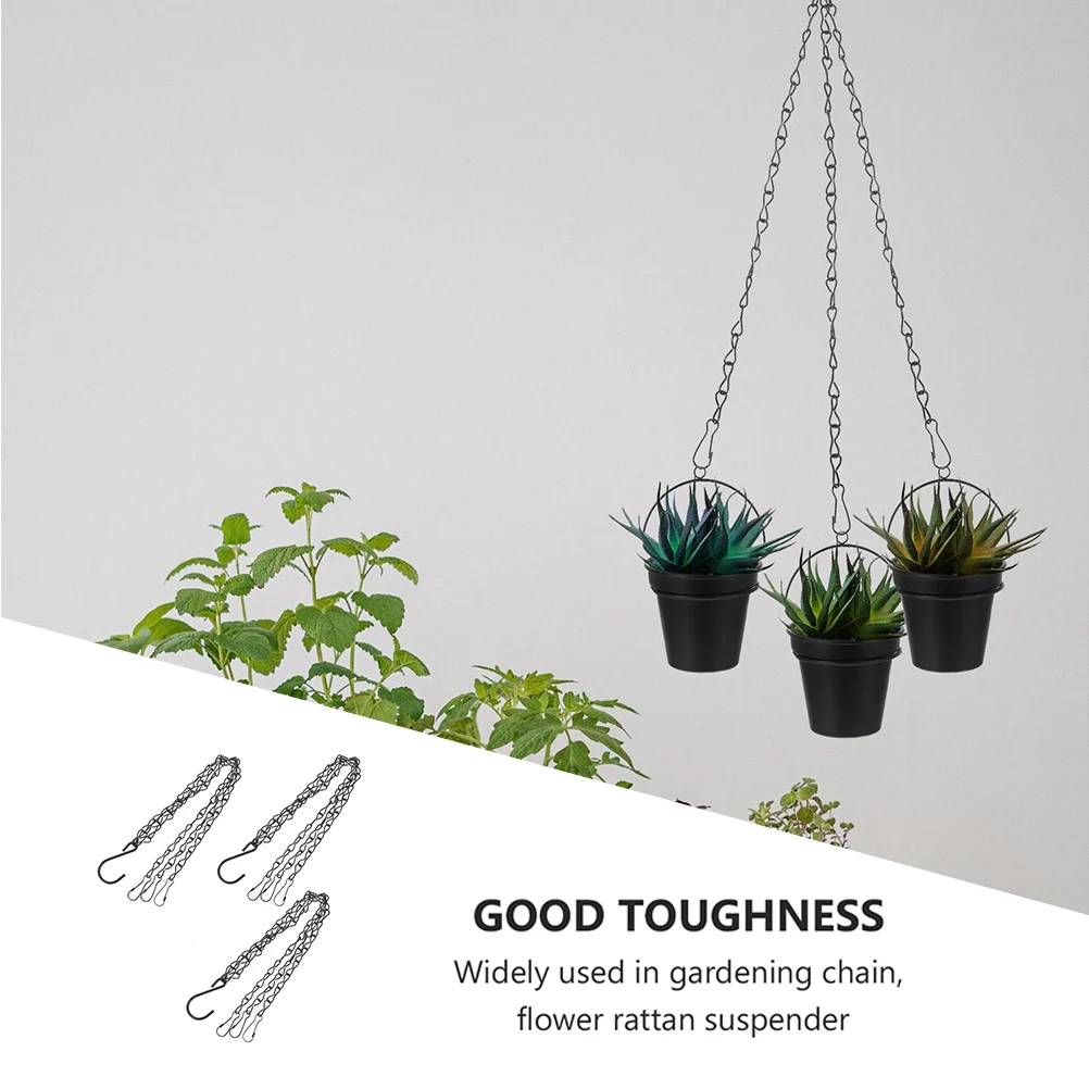 3Pcs Durable Balcony Flower Pot Hanging Iron Art Chains Basket Accessories |