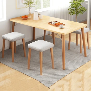 White Nordic Dining Table Legs Wood Waterproof Modern Square Dining Table Kitchen Office Mesas De Comedor Home Furniture