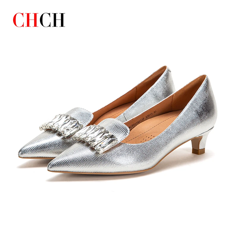 

CHCH 2023 Luxury Soiree Fashion Elegant Women Mid-heel Shoes Balance Shoes Sheepskin Plastic CorrectionComfort Low-heeled Shoes