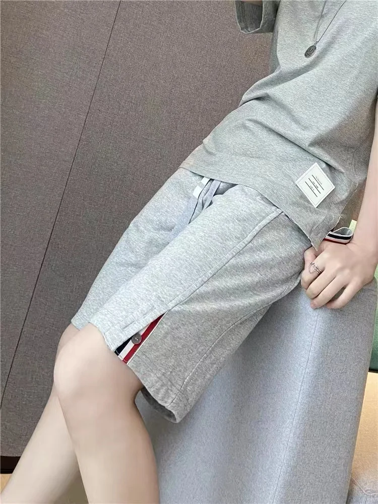 Classic Webbing Tb Women Shorts Summer New Loose Four-bars Couples Wear Casual Straight Five-point Pants Tide Brand 2022