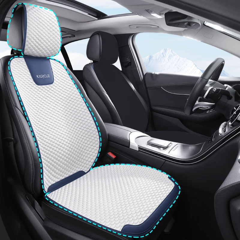

Летний чехол на автомобильное сиденье из ледяного шелка, передние и задние чехлы для автомобиля, вентиляция, удобный прочный автомобильный защитный коврик, разделенный автомобильный коврик для стула