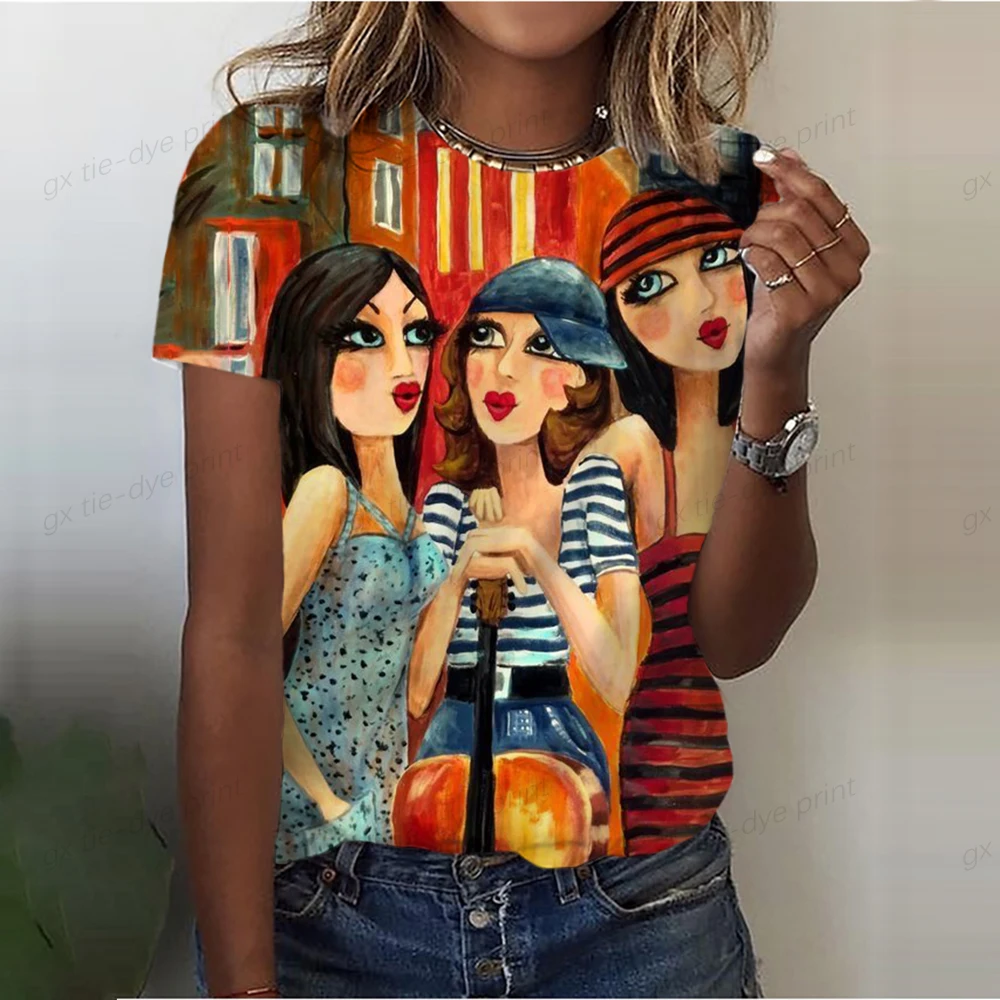 

Female T shirt Casual Harajuku Crew Neck Ladies Tshirt Fashion Trend New T-shirt Fashion Women's Graphic Printing