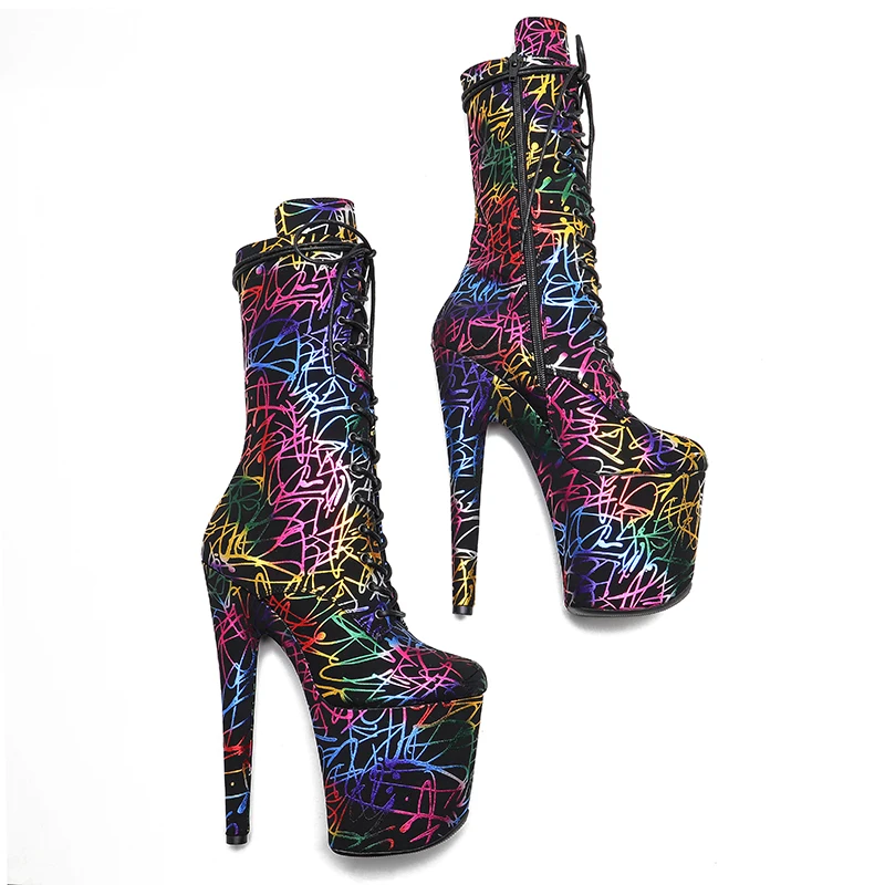 Leecabe  Colorful Upper 20CM/8inches  High Heel platform  open toe Pole Dance boots