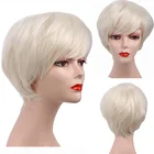Парик блонд из синтетических волос для женщин, короткие прямые волосы для косплея, светлые мужские парики для косплея, термостойкий