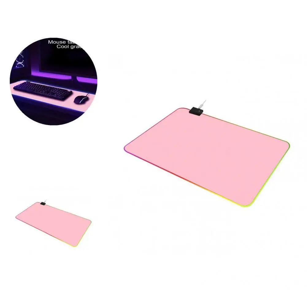 

Удобный светящийся Противоскользящий коврик для компьютерной клавиатуры и мыши большого размера, Розовый Светодиодный компьютерный коври...