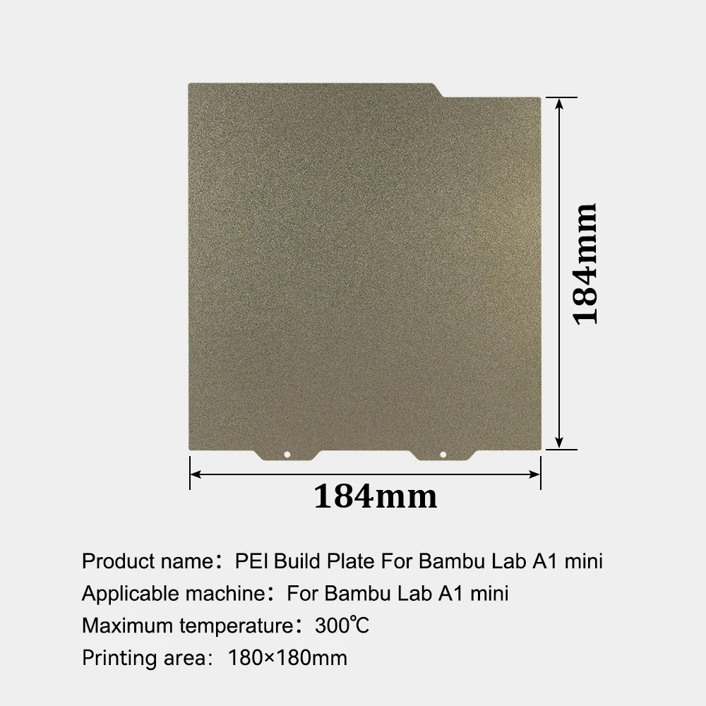 Фото Для Bambu Lab A1 Mini Build Plate двухсторонний H1H PEY PEO PET PEI Кровать Пружинный стальной лист Pei Sheet 184x184 для Bambulab A1 Mini №2
