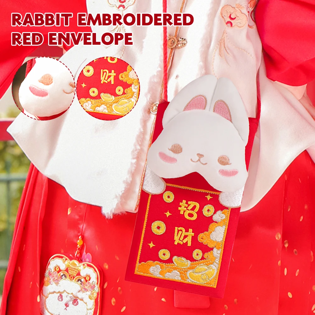 

1 PCS 2023 Spring Festival Lucky Money Bless Pocket Envelope Chinese New Year Red Envelope With Lanyard Festival Cute Gift Bag