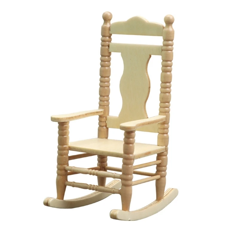 

1:12 Miniature Houses Furniture Wood Single Sofa Rocking Chairs Armchairs Dollhouse Accessories Decorations