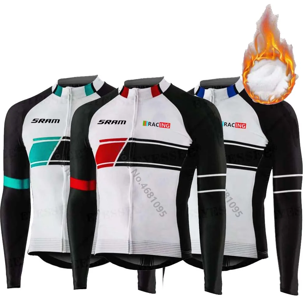 

2023 зимняя теплая спортивная одежда SRAM для езды на велосипеде, Мужская велосипедная одежда, сохраняющая тепло флисовая велосипедная куртка, уличная велосипедная Джерси