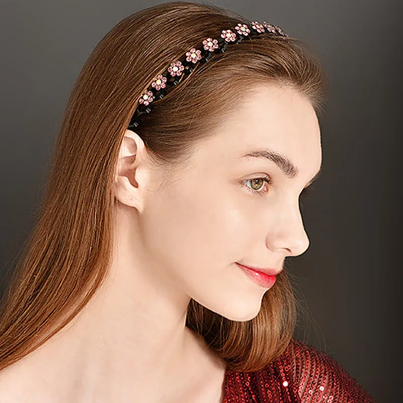 

New Fashion Pearl Rhinestone Hairbands For Women 2022 Elastic Flower Hair Hoop Bands Headband Bezel Girls Hair Accessories Gifts