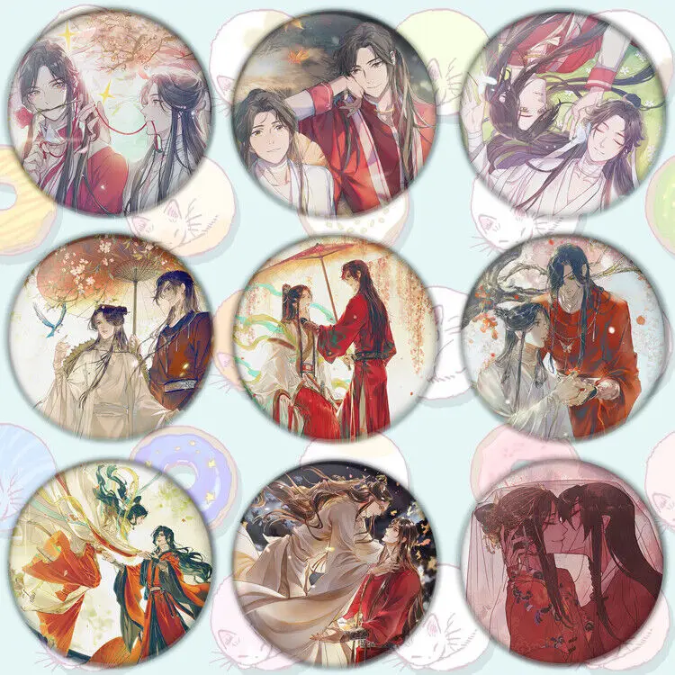 

9 шт./комплект, круглые значки-броши в стиле аниме Tian Guan Ci Fu