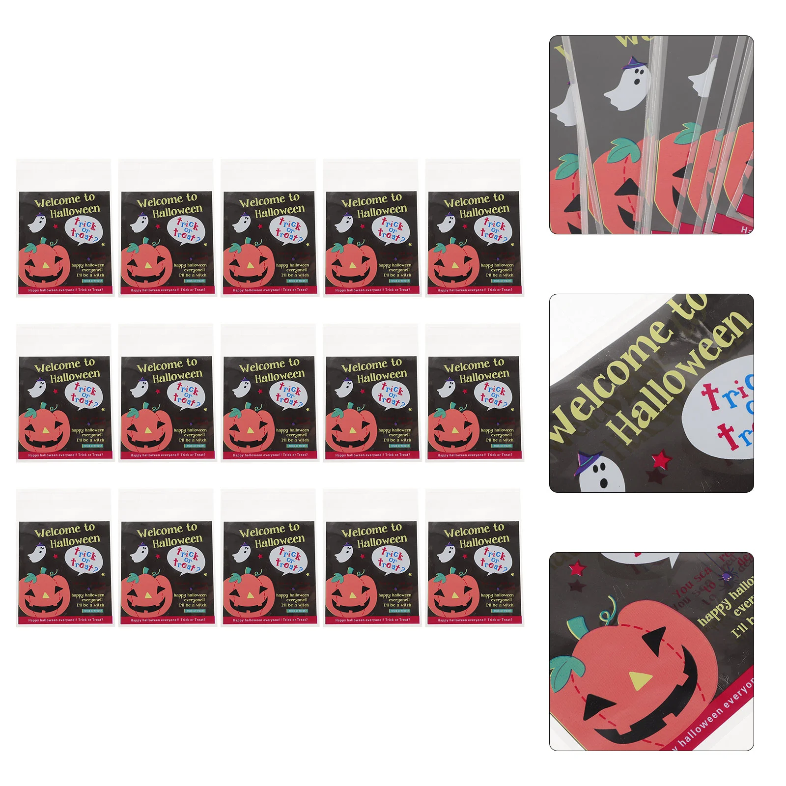 

1 Set Plastic Packaging Bags 50 Pcs Halloween Packaging Bags Plastic Candy Biscuit Packaging Bag