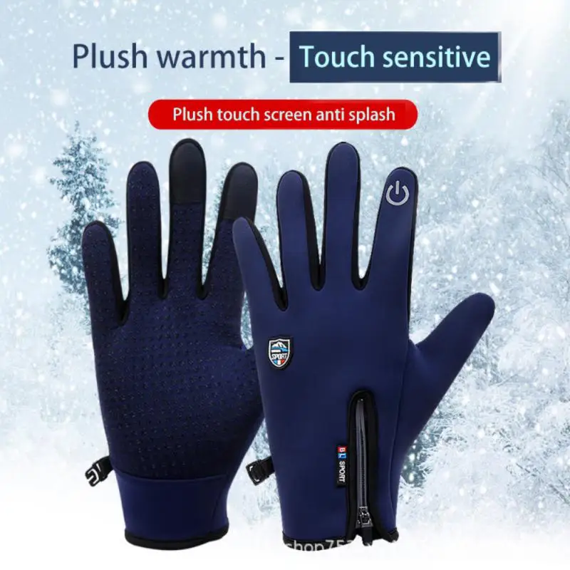 

Fall Winter Cycling Gloves Bicycle Warm Touchscreen Full Finger ZIPPER Gloves Waterproof Outdoor Bike Skiing Motorcycle Riding