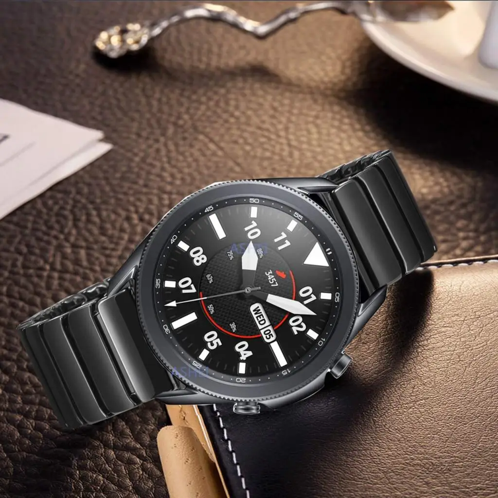 Роскошный керамический ремешок для Samsung Galaxy Watch3 45 мм 41 20 22 деловой сменный браслет