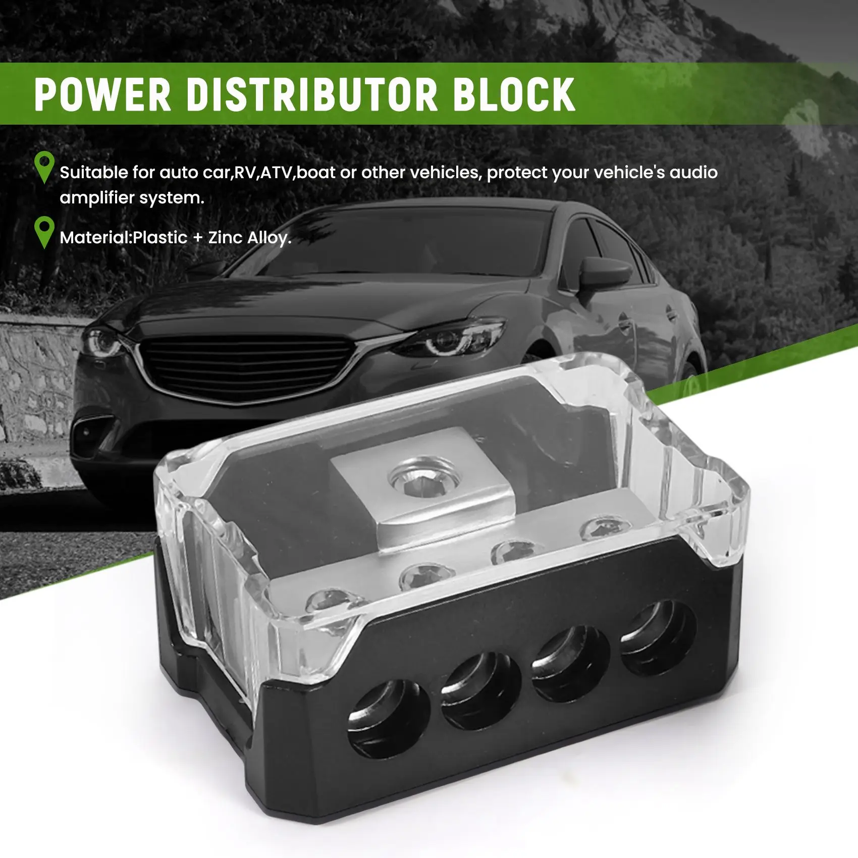 4-ходовой распределительный блок питания Калибр 0/2/4 AWG in 4/8/10 Out автомобильный