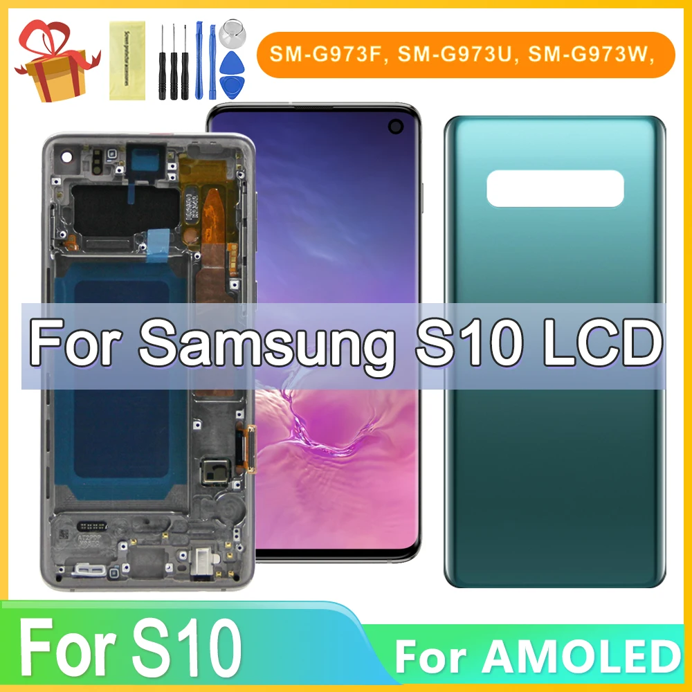 AMOLED для Samsung S10 ЖК сенсорный экран дигитайзер Запасные части SM-G973F/DS G973U G973W