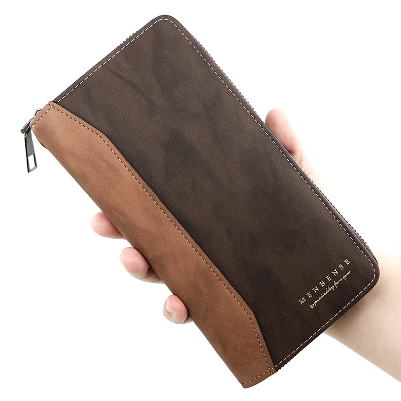 

New Men Wallet Patchwork Clutch Business Cell Bag For Phone Organizer Card Man's Long Zipper Coin Purse Brand Male Money Bag