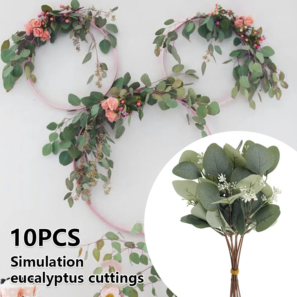 

Artificial Eucalyptus Bouquet Fake Flowers Plant Leaf Faux Foliage Home Decor PlasticParty Supplies