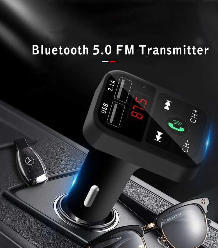 

FM-трансмиттер автомобильный с поддержкой Bluetooth 5,0 и 2 USB-портами