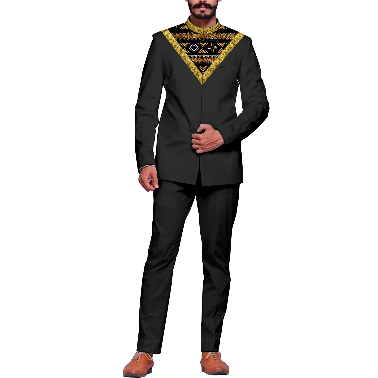 

Мужская африканская одежда Bazin 2023, топы и пальто в стиле хиппи Дашики, блейзер с принтом в стиле пэчворк, свадебное платье, костюм, рубашка, ко...