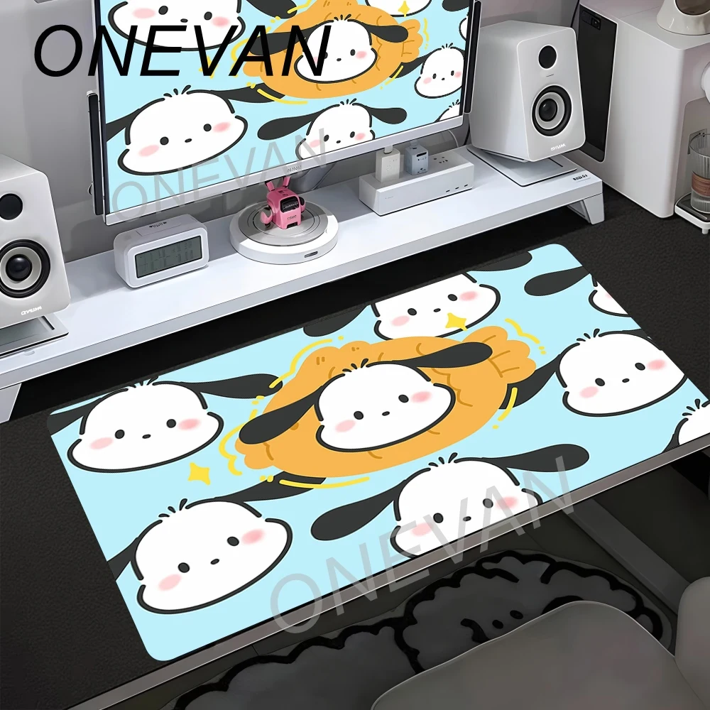 Фото Милый коврик для мыши Kawaii Pochacco Dog, большой, для компьютера, с фиксированным краем, нескользящий, XXL, для письма, мультяшный, для офисного стола №3