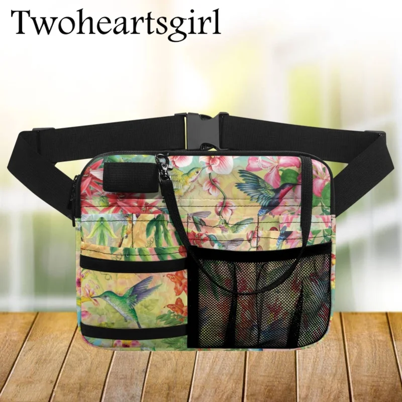 

Повседневная поясная сумка twoheart sgirl для медсестры, органайзер с тропическим рисунком птицы, ремень для медсестры, многофункциональная косметичка с пряжкой