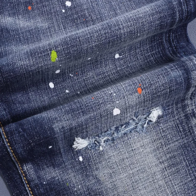 Уличные модные мужские джинсы высококачественные винтажные синие эластичные