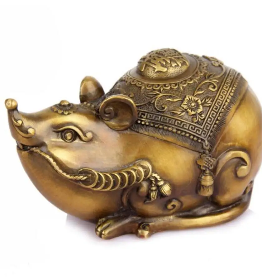 

Copper Statue brass copper mouse Decoration Lucky Jinbao Zodiac Feng Shui rat