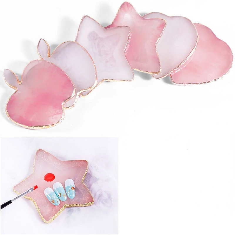 

Nail Palette Crystal Agate Gold Round Edge Crack Ornament Painted Marble