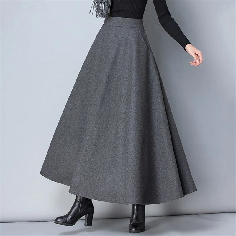 

Women's Wool Dress, Fashion, High Waist, Wool Socks, Thick, Warm, Elastic, a Series, Maxi, O839, Winter
