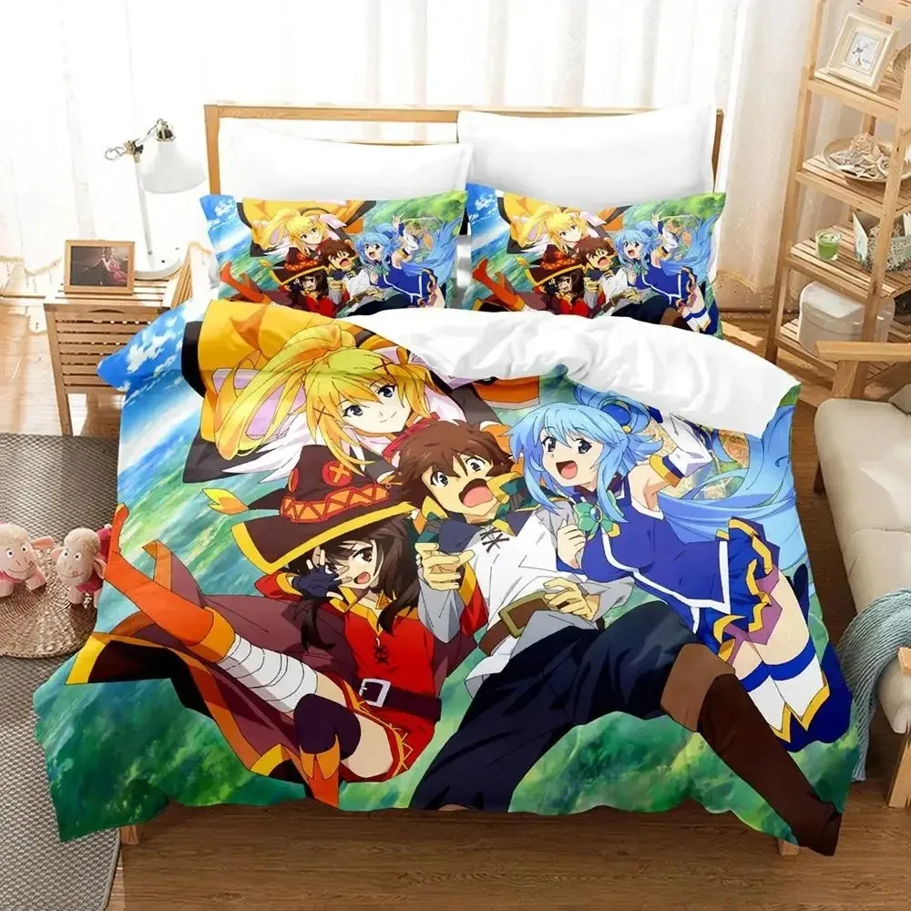 Anime KonoSuba Bedding Set Duvet Cover Bed Quilt Pillowcase Comforter king Queen Size Boys Adult