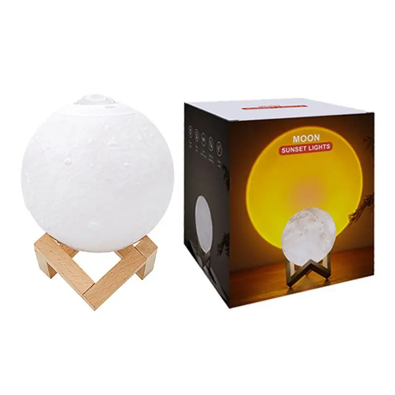 

Moonlight Lamp 3D Printed Moon Lamps Sunset Lamp Projection Three-color Lighting Large Capacity Battery Upgrade 2 In 1 Create A