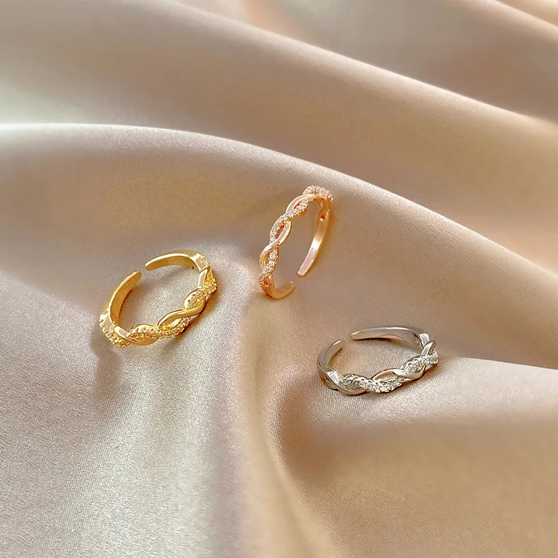 

Braided twist opening ring adjustable joint index finger ring simple fashion personality ring