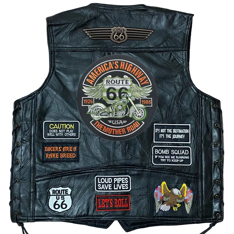 

Men's Motorcycle Vest Fashion Embroidered Sleeveless Motorcycle Jacket Waistcoat Locomotive Club Punk Veste for Man