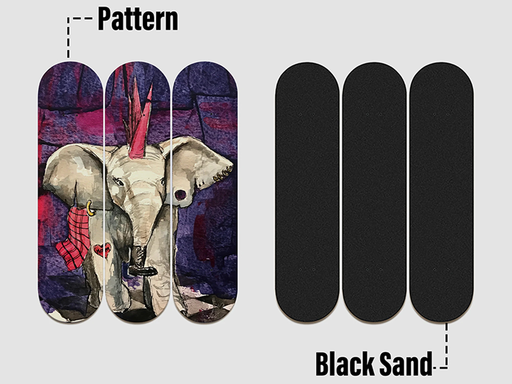 Набор из 3 шт. декоративные животные настенное искусство для скейтборда 7-слойное