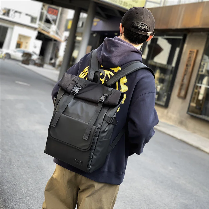 Fashion Trend Men's Backpacks Waterproof PU Leather Student Schoolbag Harajuku Travel Bag For Women Men Unisex Large Capacity