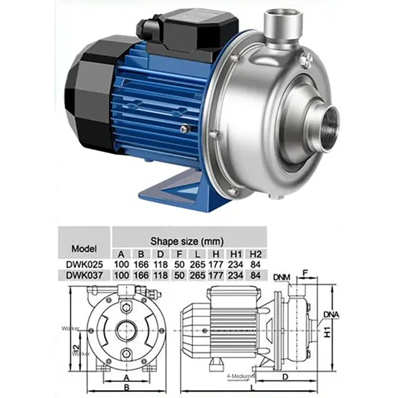 370 Вт устойчивый к кислотам и щелочам насос для очистки сточных вод с небольшой