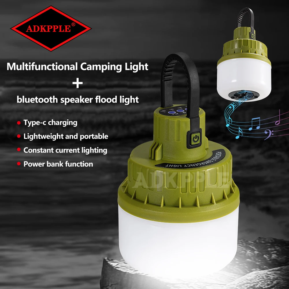 Portable Camping lighting Flashlight Wireless Bluetooth Speaker Power Bank USB Type-C Charging Outdoor Hiking Lantern