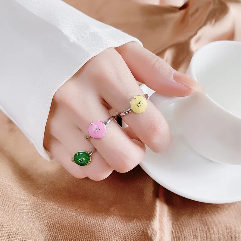 

Детское забавное кольцо в форме буквы с гелевыми каплями, студенческое индивидуальное маленькое Кольцо ярких цветов, Открытое кольцо на ук...