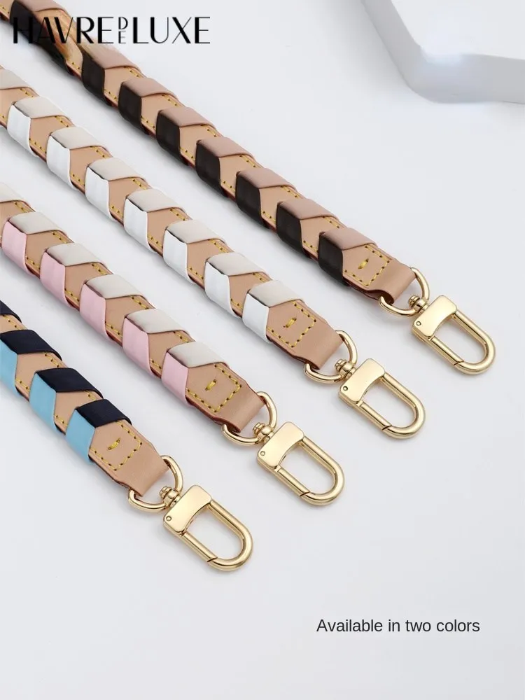 Underarm shoulder strap transformation checkerboard woven bucket bag cowhide bag with multicolor replacement handbag belt