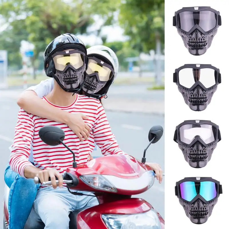 

Stylish Skull Goggles Protective Motorcycle Glasses Outdoor Protective Goggles With Face Shield Removable Face Shield Goggles