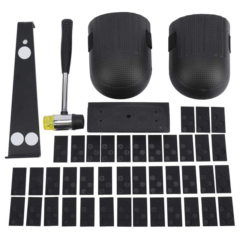 

Laminate Wood Flooring Installation Kit with 40 Spacers, Tapping Block, Widen Pull Bar, Knee Pads and Rubber Mallet