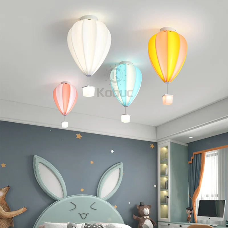 Kobucc-lámpara colgante de techo para habitación de niños, luz de araña con globo de aire caliente de dibujos animados, atenuación, nuevo estilo, para dormitorio, 2022