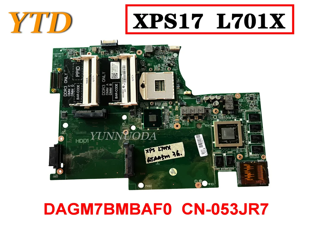 

Original For DELL XPS17 L701X Laptop Motherboard HM57 GT455M 3GB DAGM7BMBAF0 CN-053JR7 DDR3 Tested Good Free Shipping